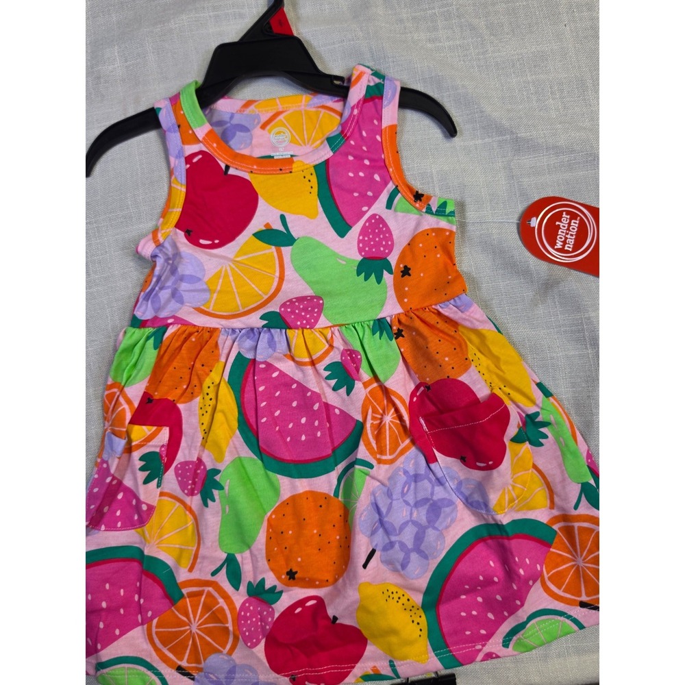 Wonder Nation Toddler Girls Pink Frost Fruit Tank Dress Pockets 2T NWT